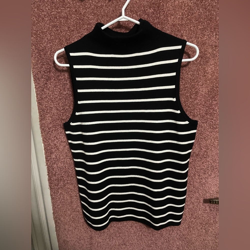 Cable & Gauge Black and White Striped Tank Top